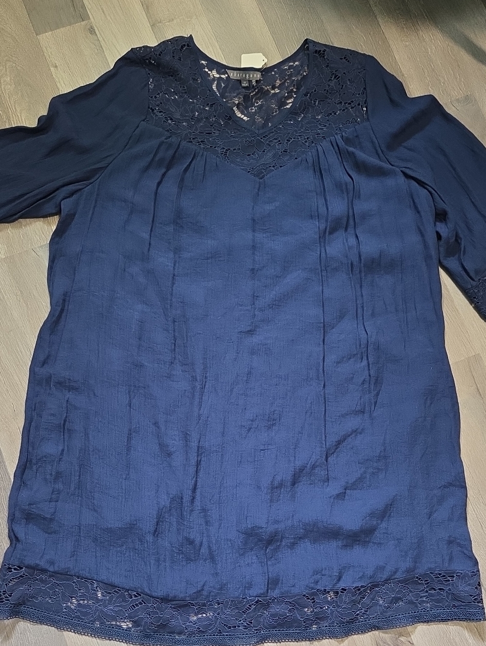 LAST CHANCE Sharagano Deep Navy Lace Detailed Dress/tunic